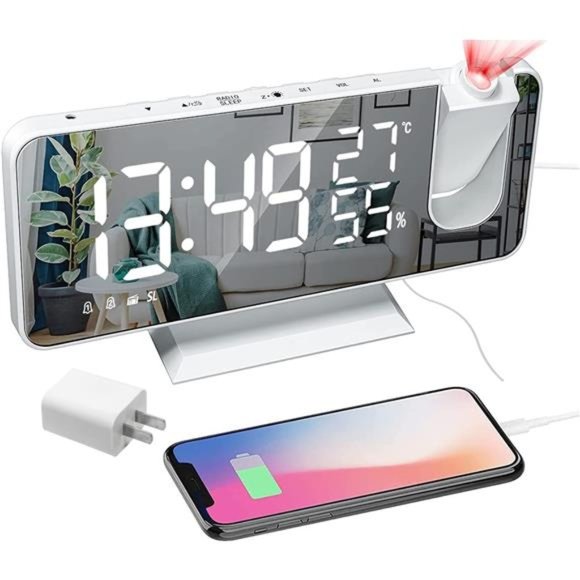 Projection Digital Alarm Clock for Bedrooms, Radio Alarm Clock on Ceiling